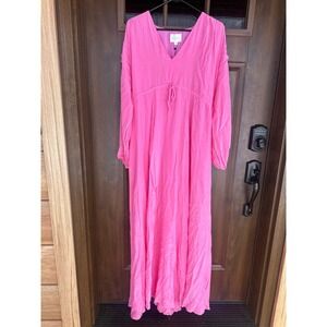 NWT‎ Line and Dot Women's Pink Maxi | Lady Dress Vibrant Pink | SIZE SMALL